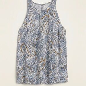 Old Navy Blue and Gold Paisley Tank Top